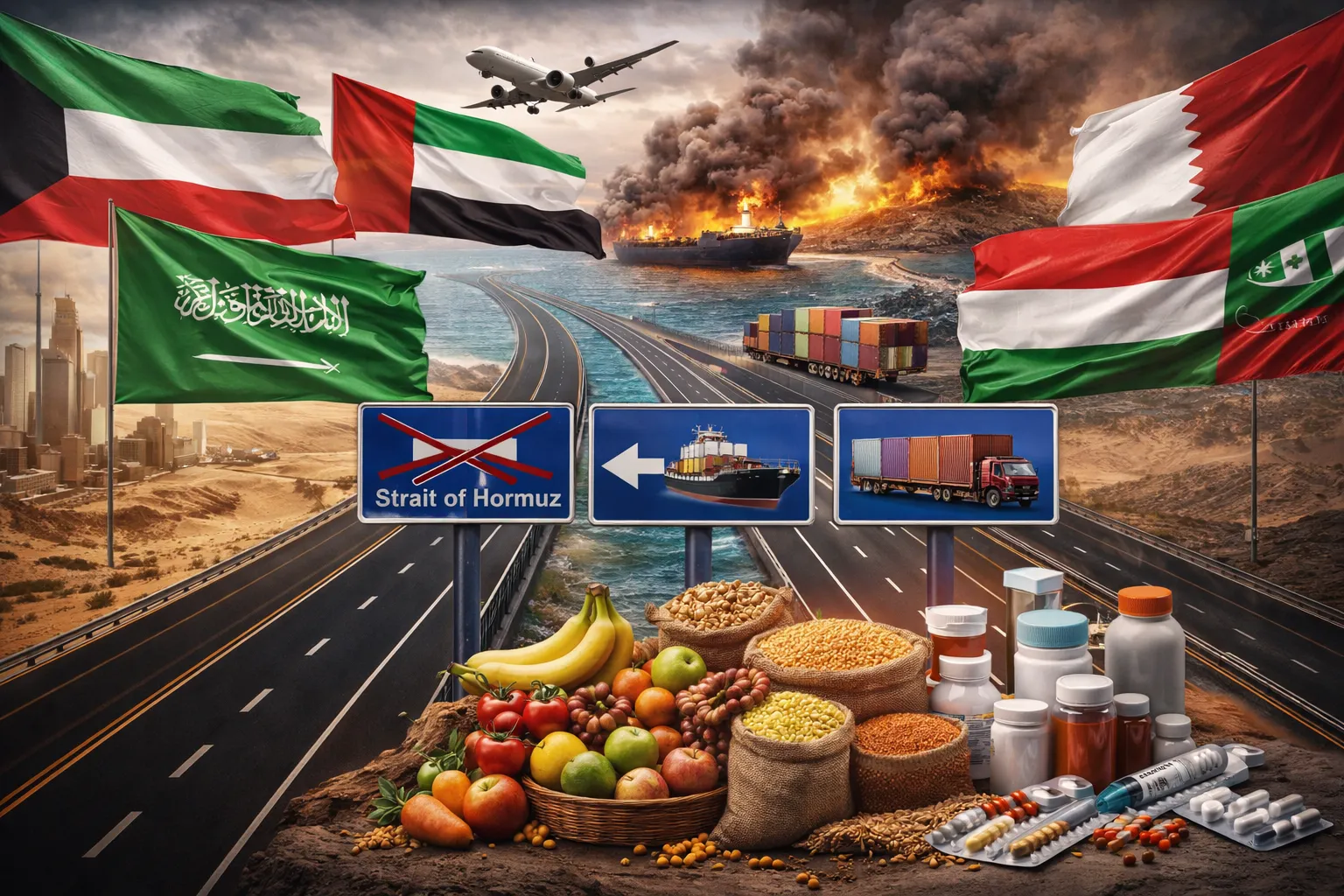 تجار الخليج يريدون ممرات بديلة عن هرمز لتأمين الغذاء والدواء 